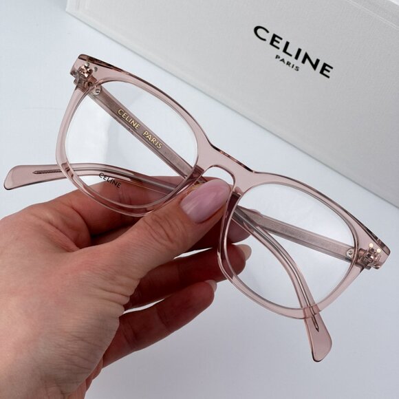 Celine THIN Women BRAND NEW Eyeglasses Shiny Rose Demo Square CL50058I 074
